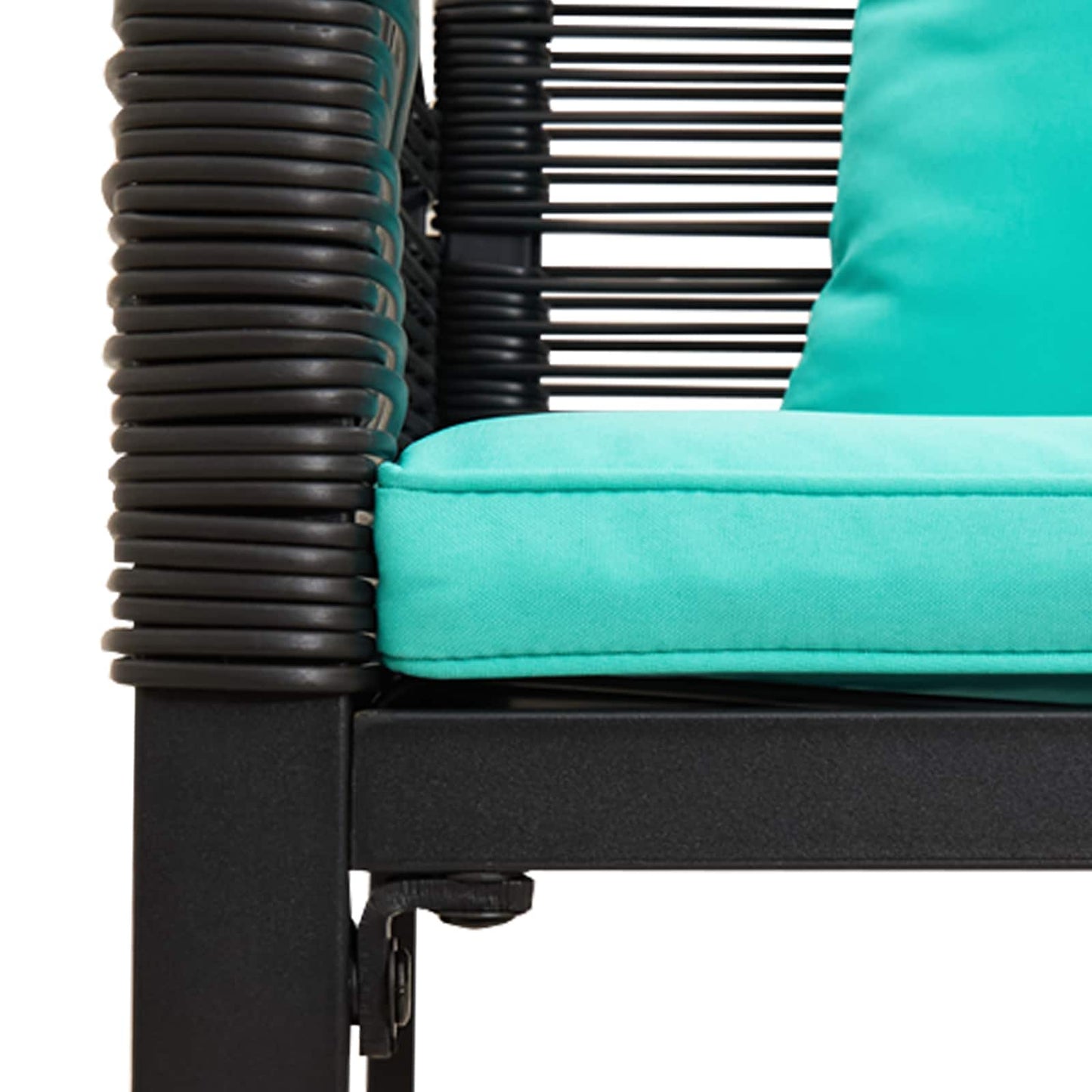 Bank Outdoor Schwarz und Türkis 117 x 54 x 74,5 cm Poly-Rattan