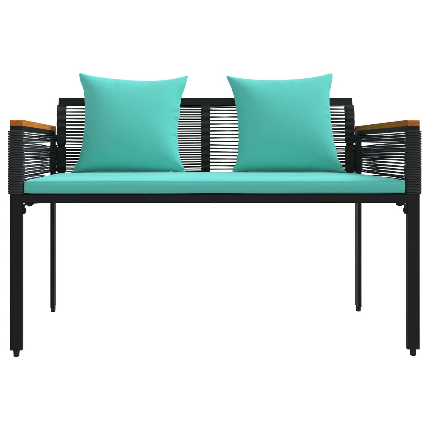 Bank Outdoor Schwarz und Türkis 117 x 54 x 74,5 cm Poly-Rattan