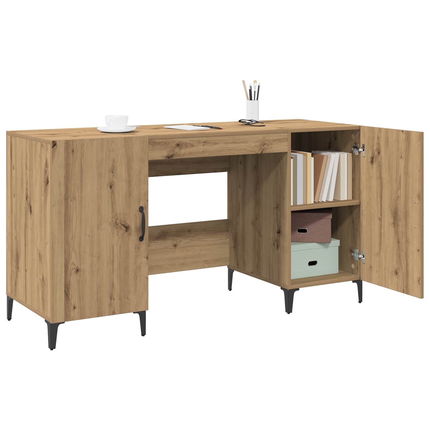 Desk Handicraft Oak 140 x 50 x 75 cm Wood-based material