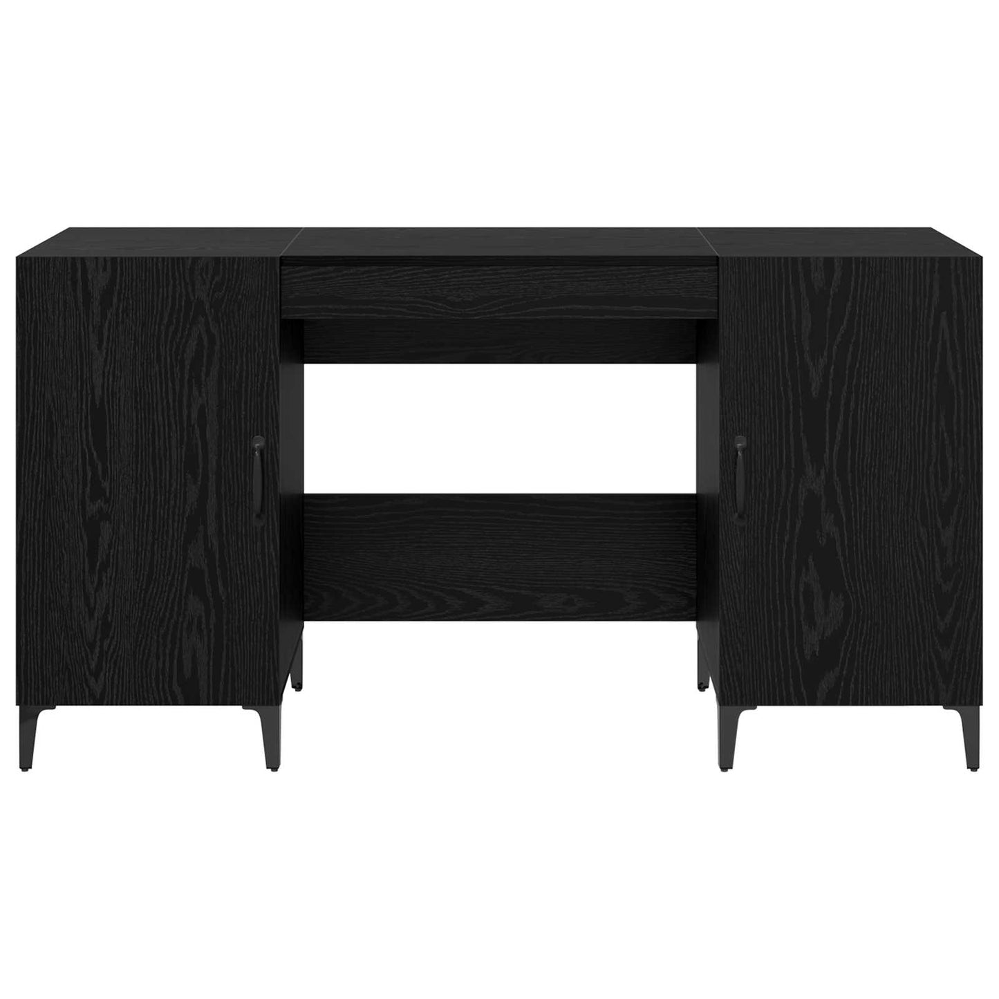 Schreibtisch mit Speicher Schwarz Eichen-Optik 140 x 50 x 75 cm