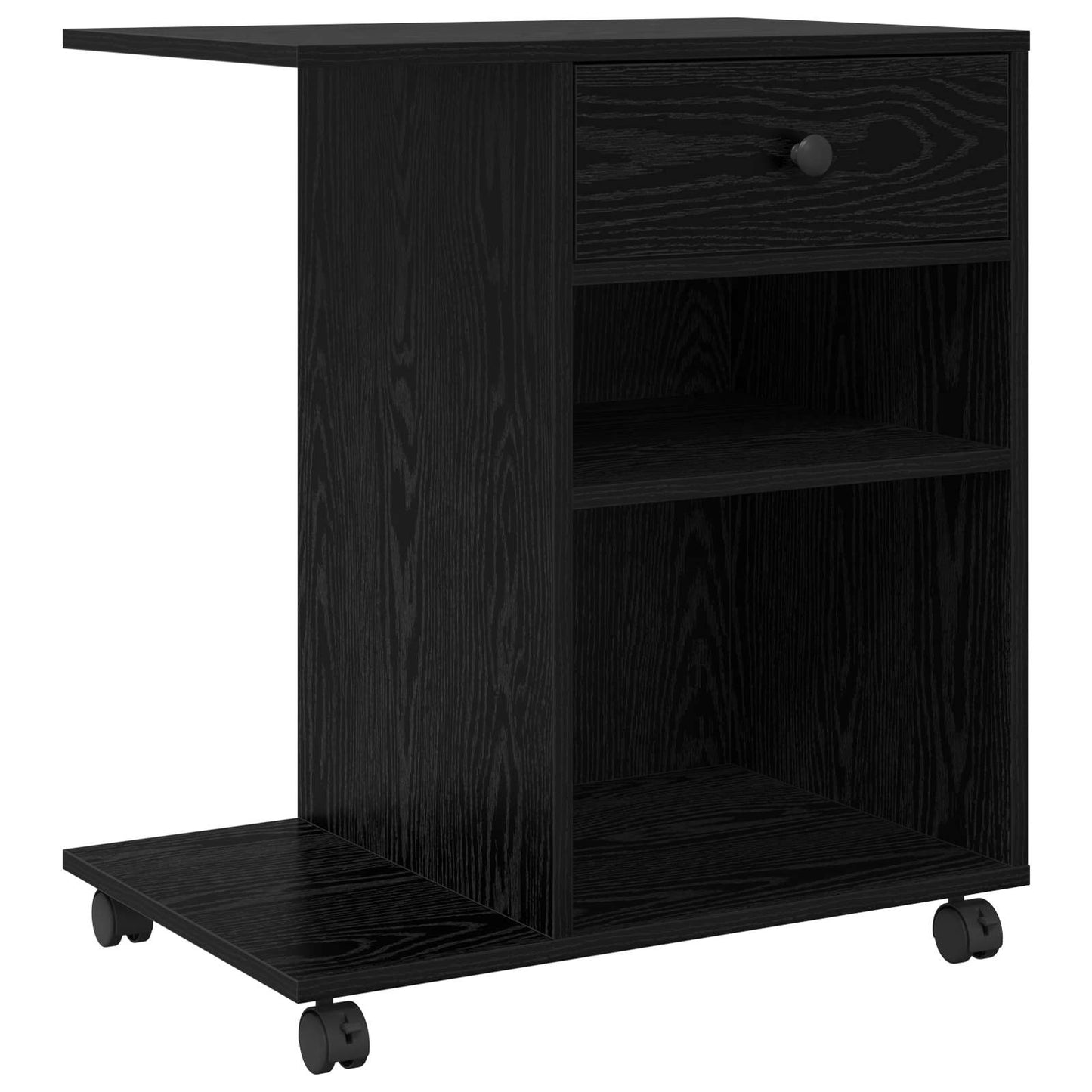 Druckerständer Uni Schwarz Eichen-Optik 60 x 40 x 68.5 cm