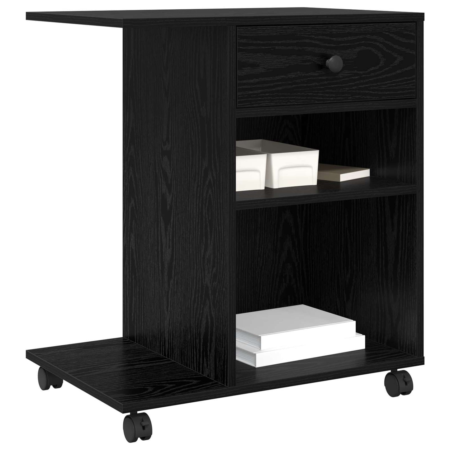 Druckerständer Uni Schwarz Eichen-Optik 60 x 40 x 68.5 cm