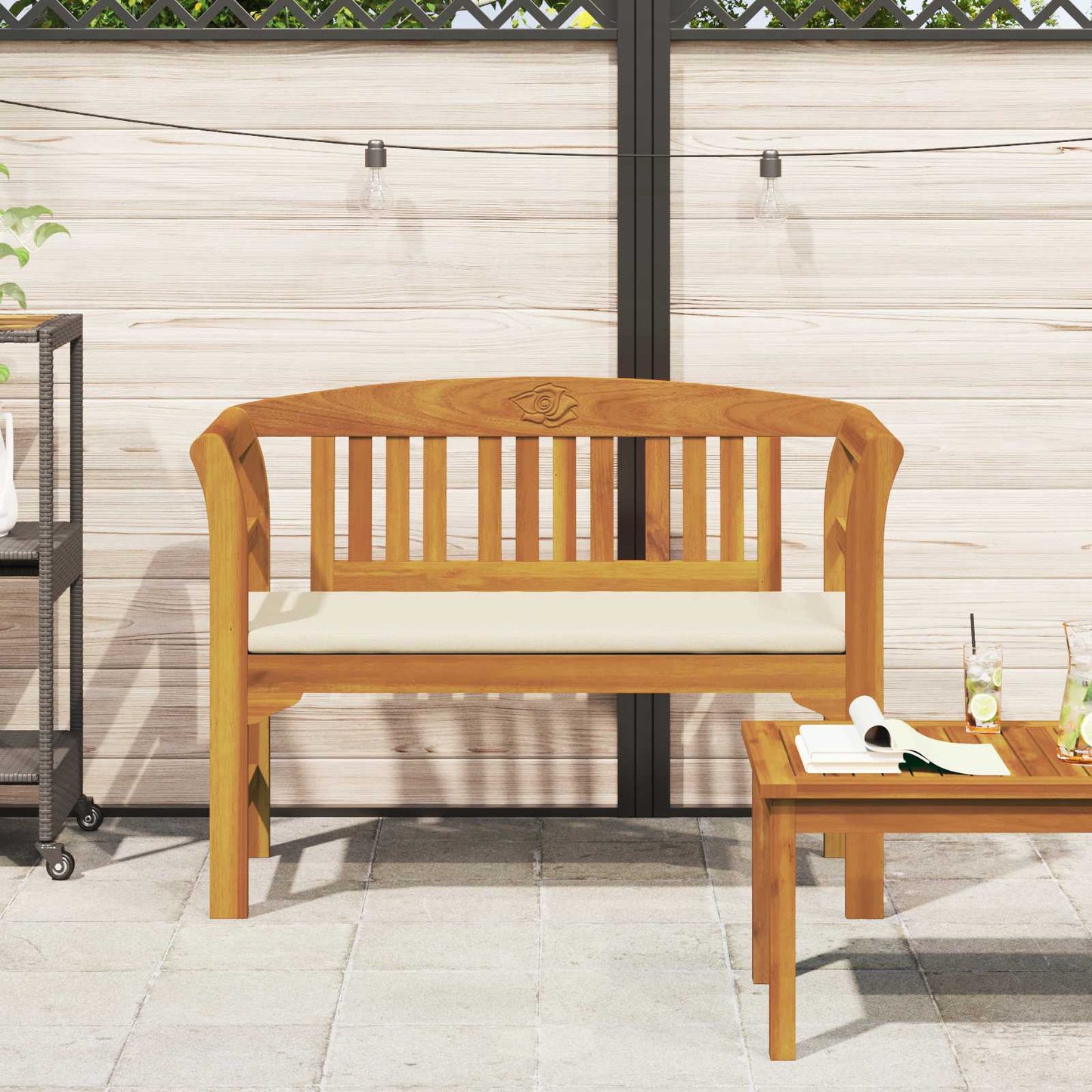 Rosenbank mit Kissen Natur 114 x 46 x 82,5 cm Massivholz Akazie