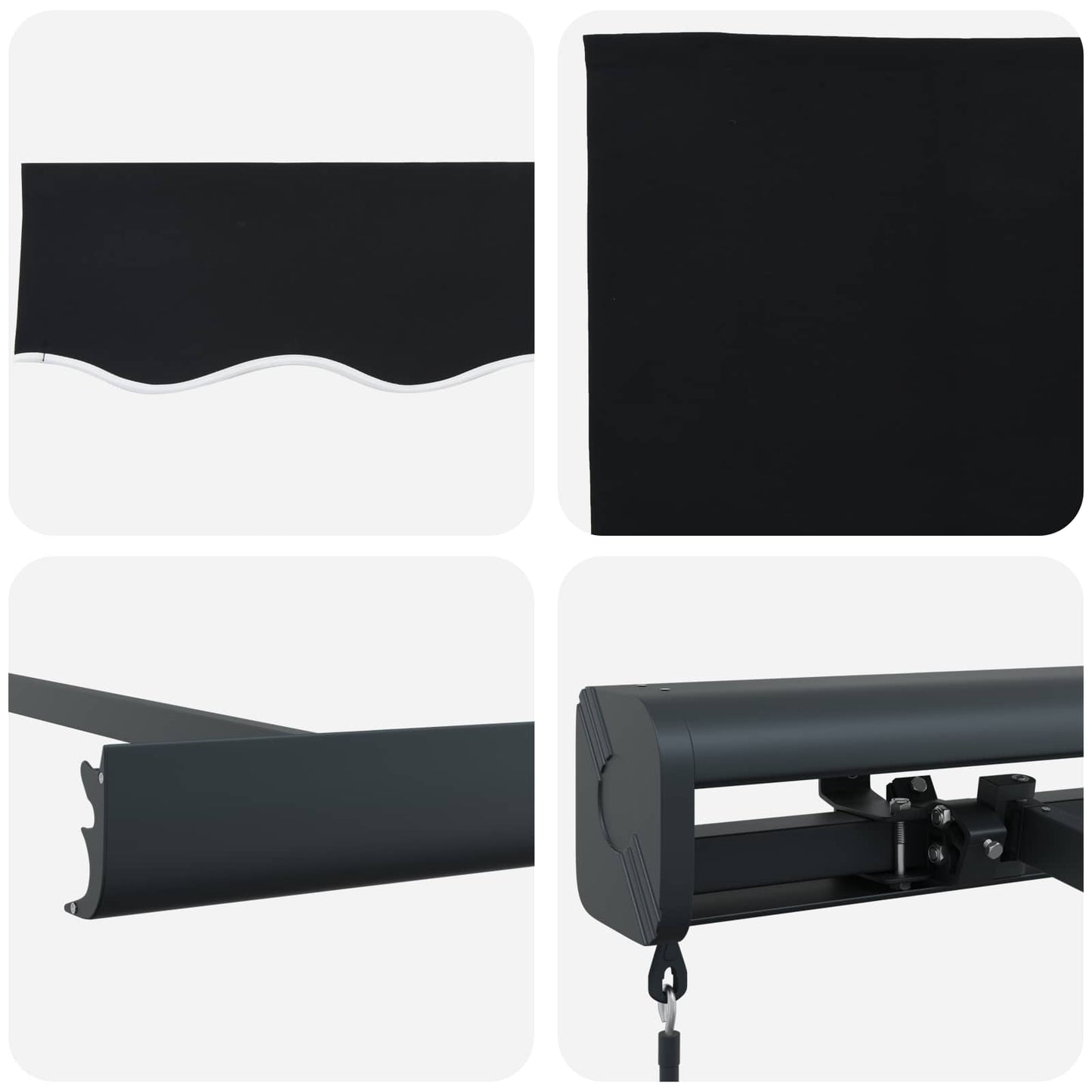 Einziehbare Markise Schwarz 4 x 3 m Leinen und Aluminium