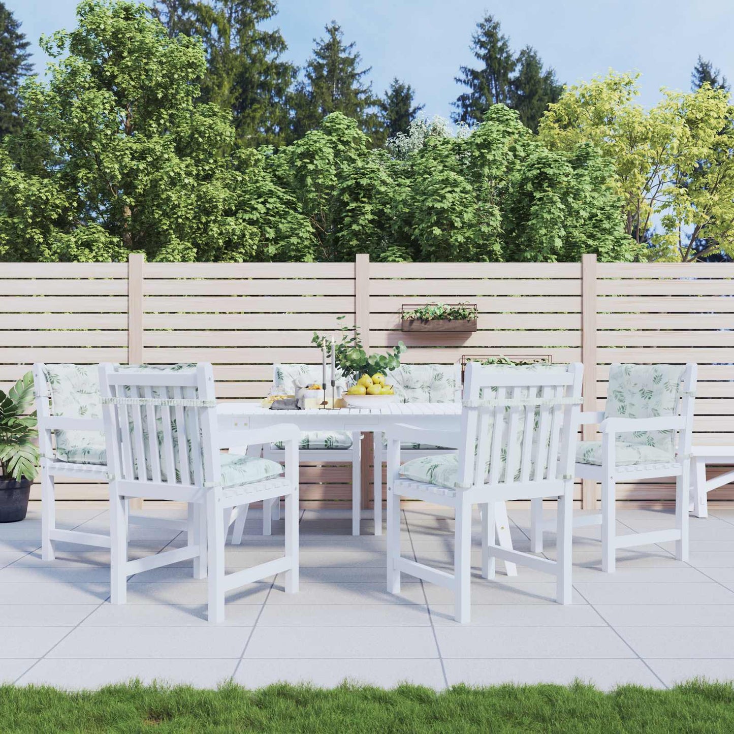 Lowback Stuhlpolster Blatt 6 pcs Weiß 100 x 50 x 7 cm Oxford