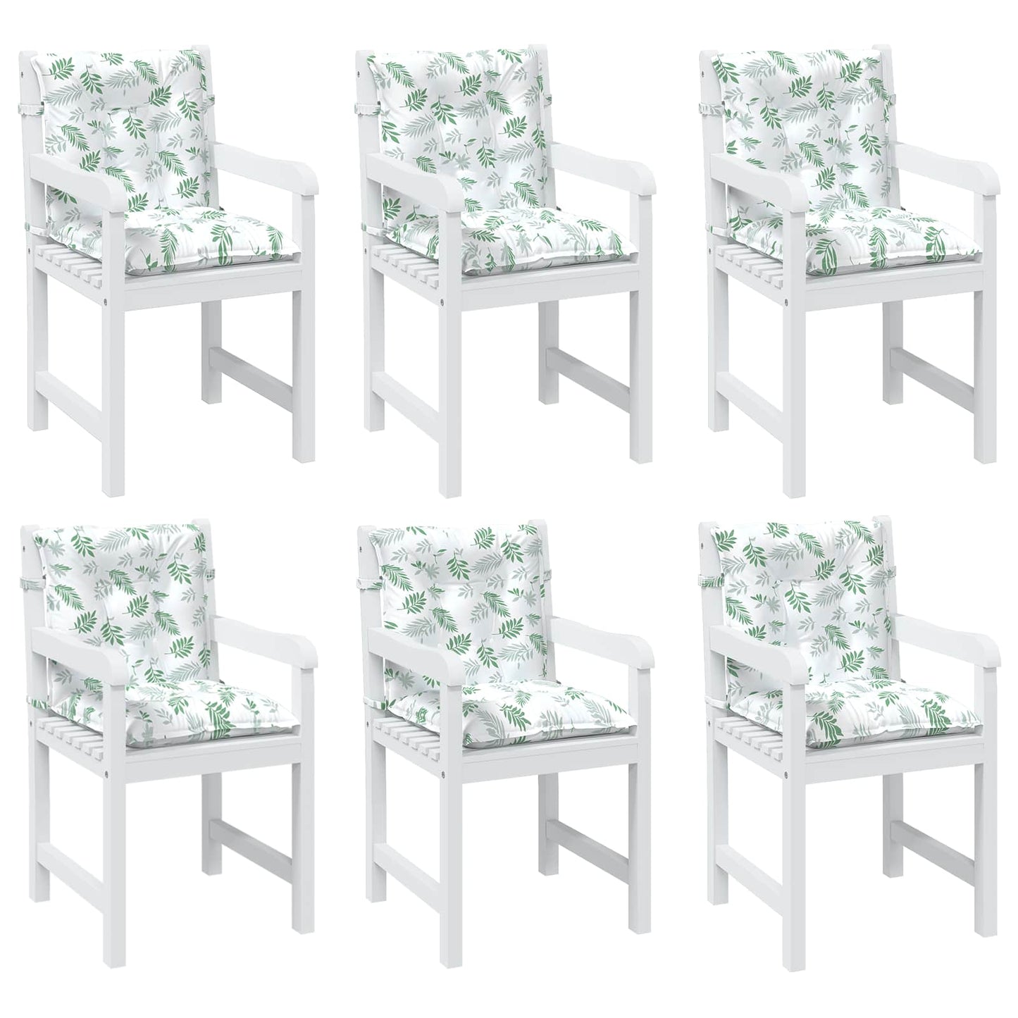 Lowback Stuhlpolster Blatt 6 pcs Weiß 100 x 50 x 7 cm Oxford