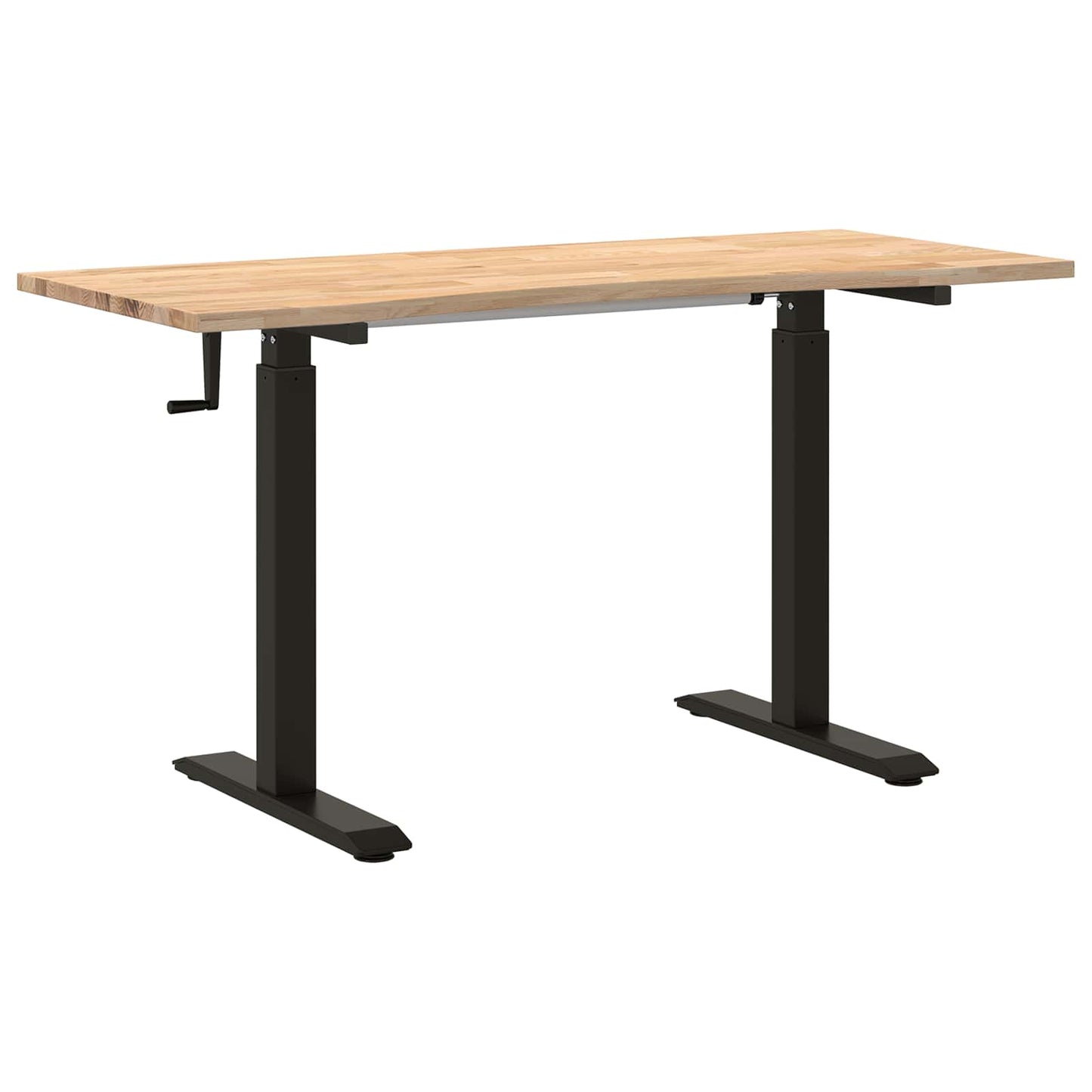 Desk Black and Natural 140 x 60 cm Solid Oak