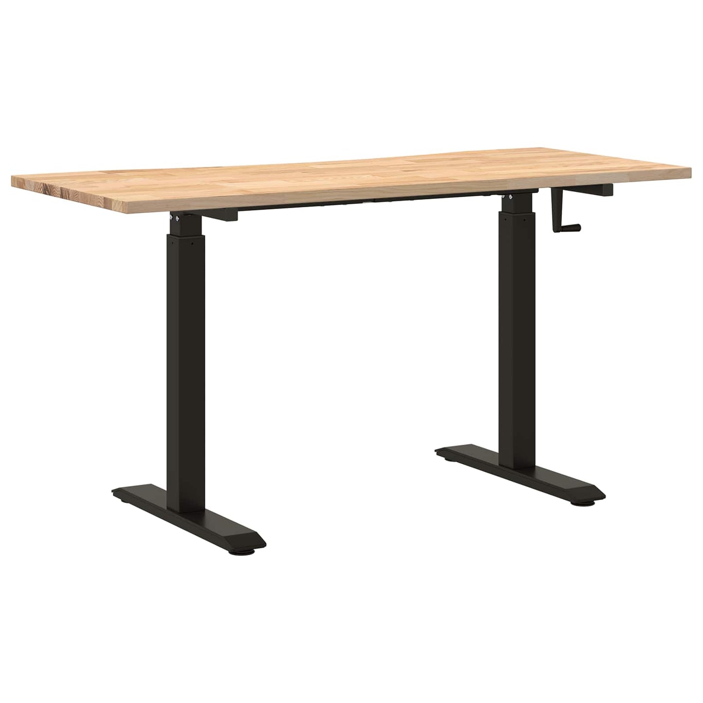 Desk Black and Natural 140 x 60 cm Solid Oak