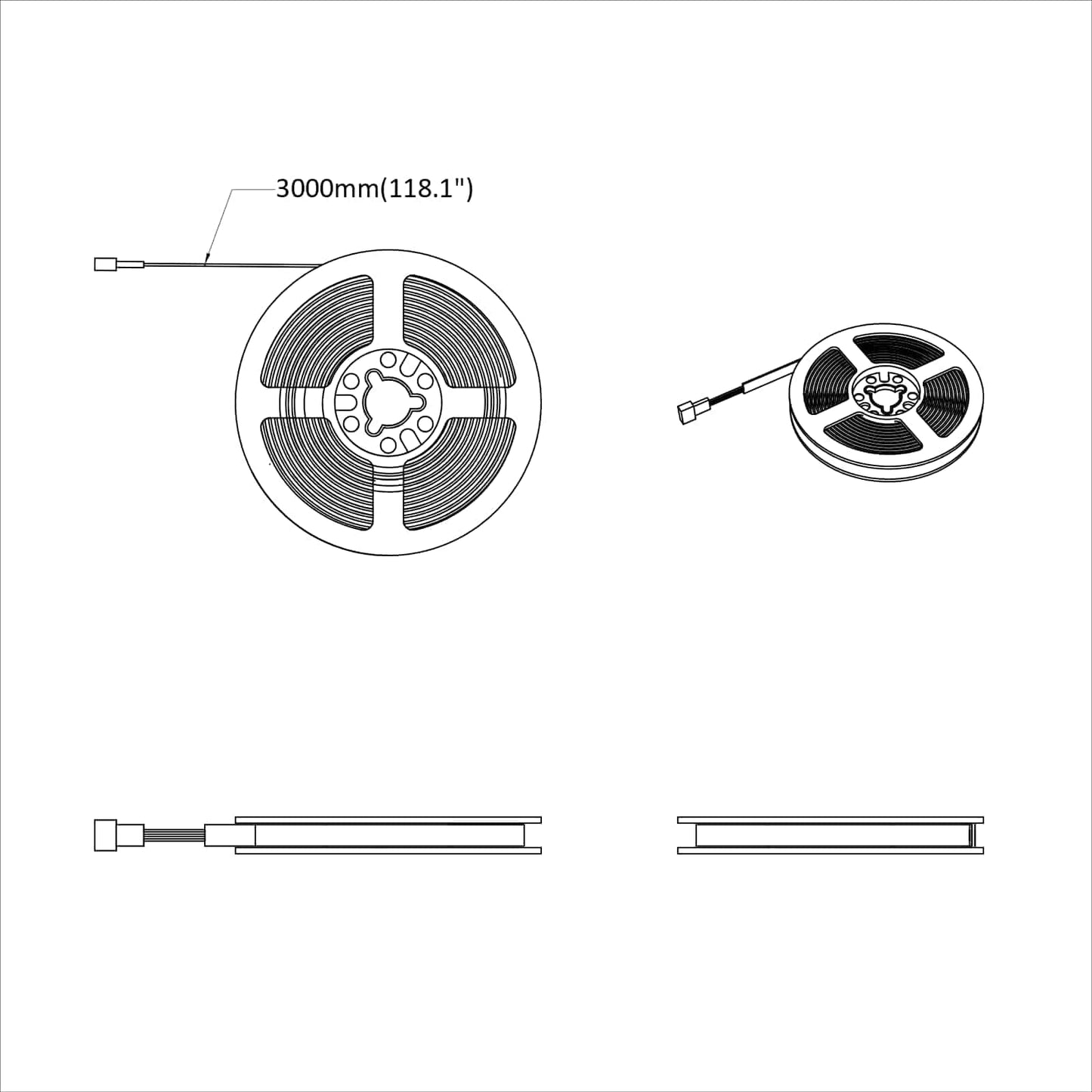 LED Strips 2 pcs Black and Transparent 3000 mm