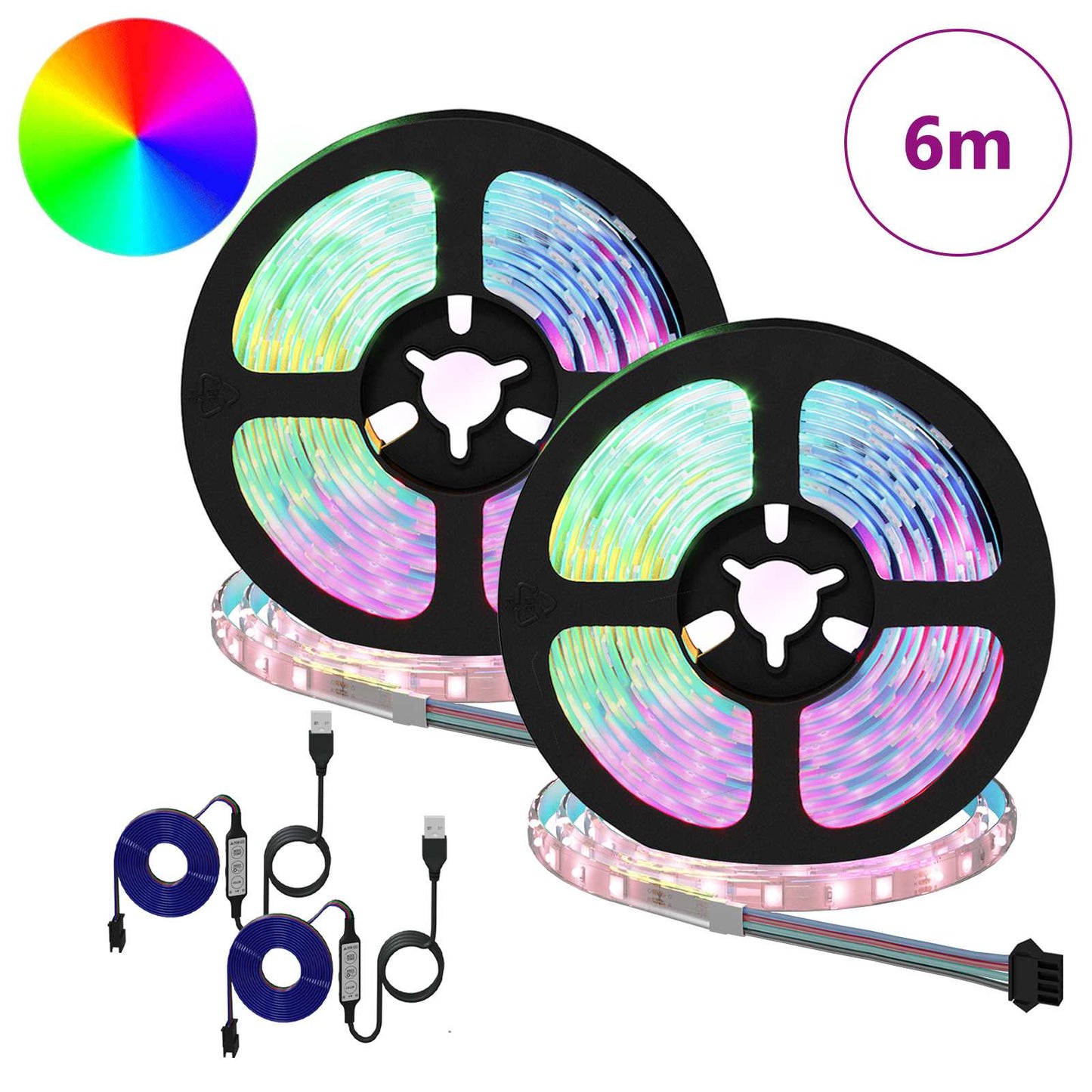 LED Strips 2 pcs Black and Transparent 3000 mm