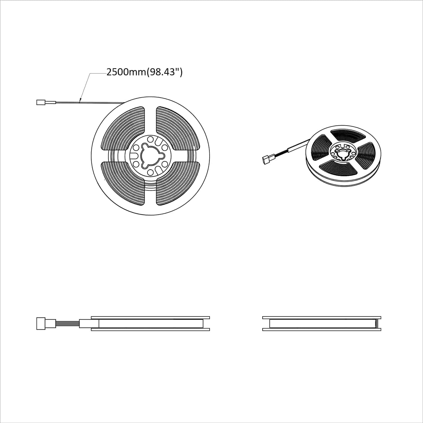 Bandes LED 2 pcs Noir et Transparent 2500 mm