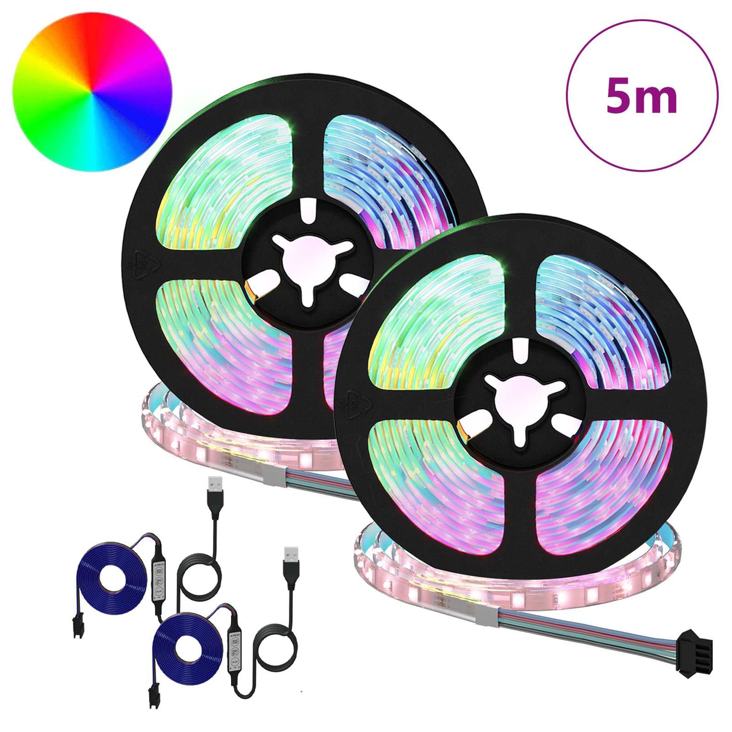Bandes LED 2 pcs Noir et Transparent 2500 mm
