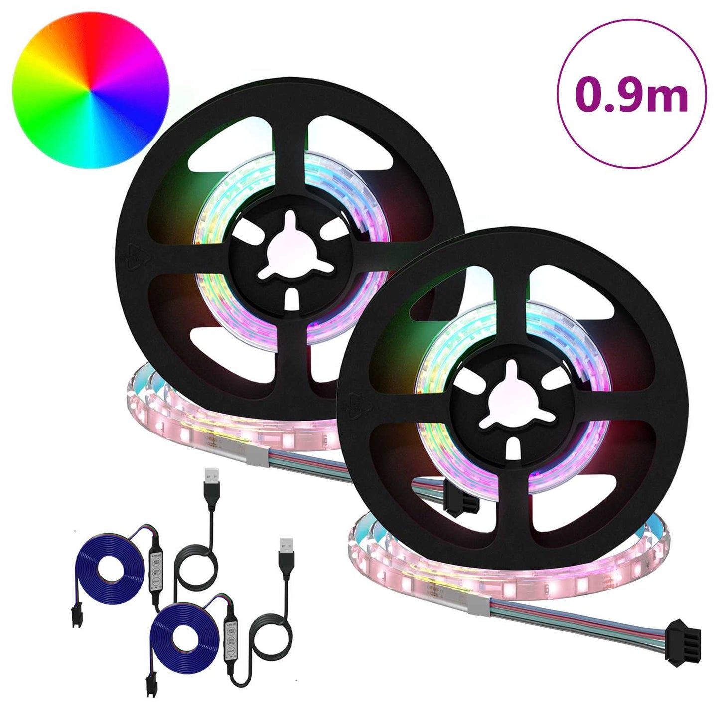LED Streifen 2 pcs Schwarz und Transparent 450 mm