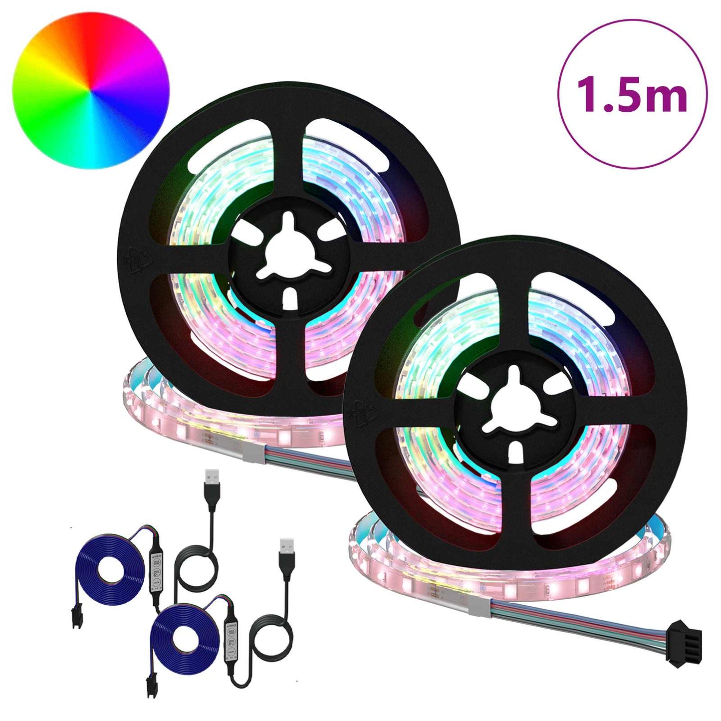 Bandes LED 2 pcs Noir et Transparent 750 mm