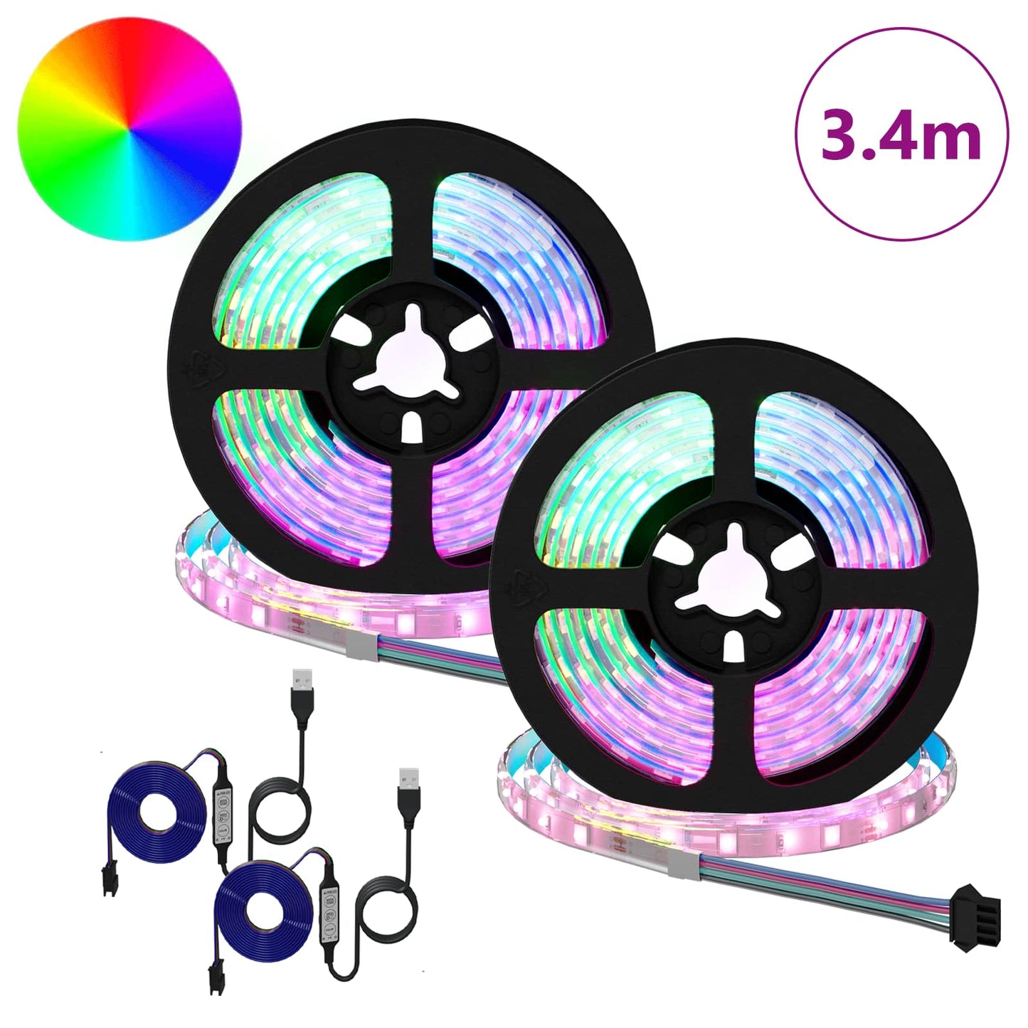 Bandes LED 2 pcs Noir et Transparent 1700 mm