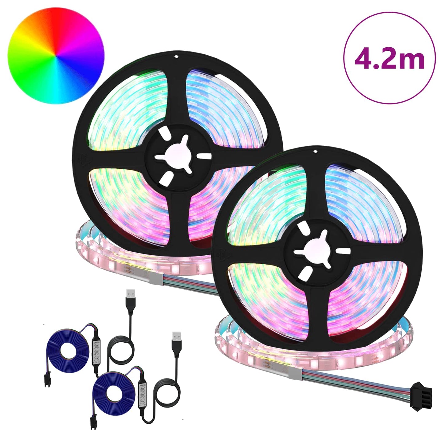 Bandes LED 2 pcs Noir et Transparent 210 x 0,8 x 0,3 cm