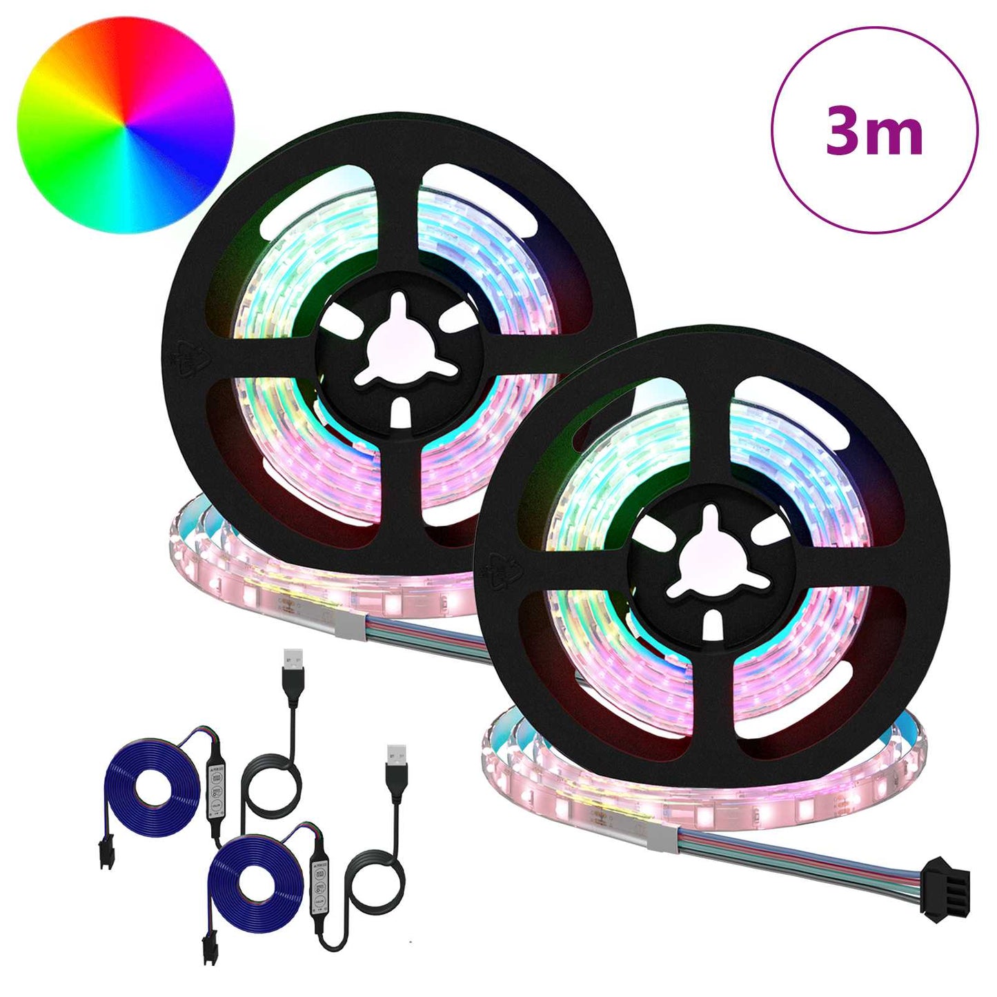 Bandes LED 2 pcs Noir et Transparent 750 mm