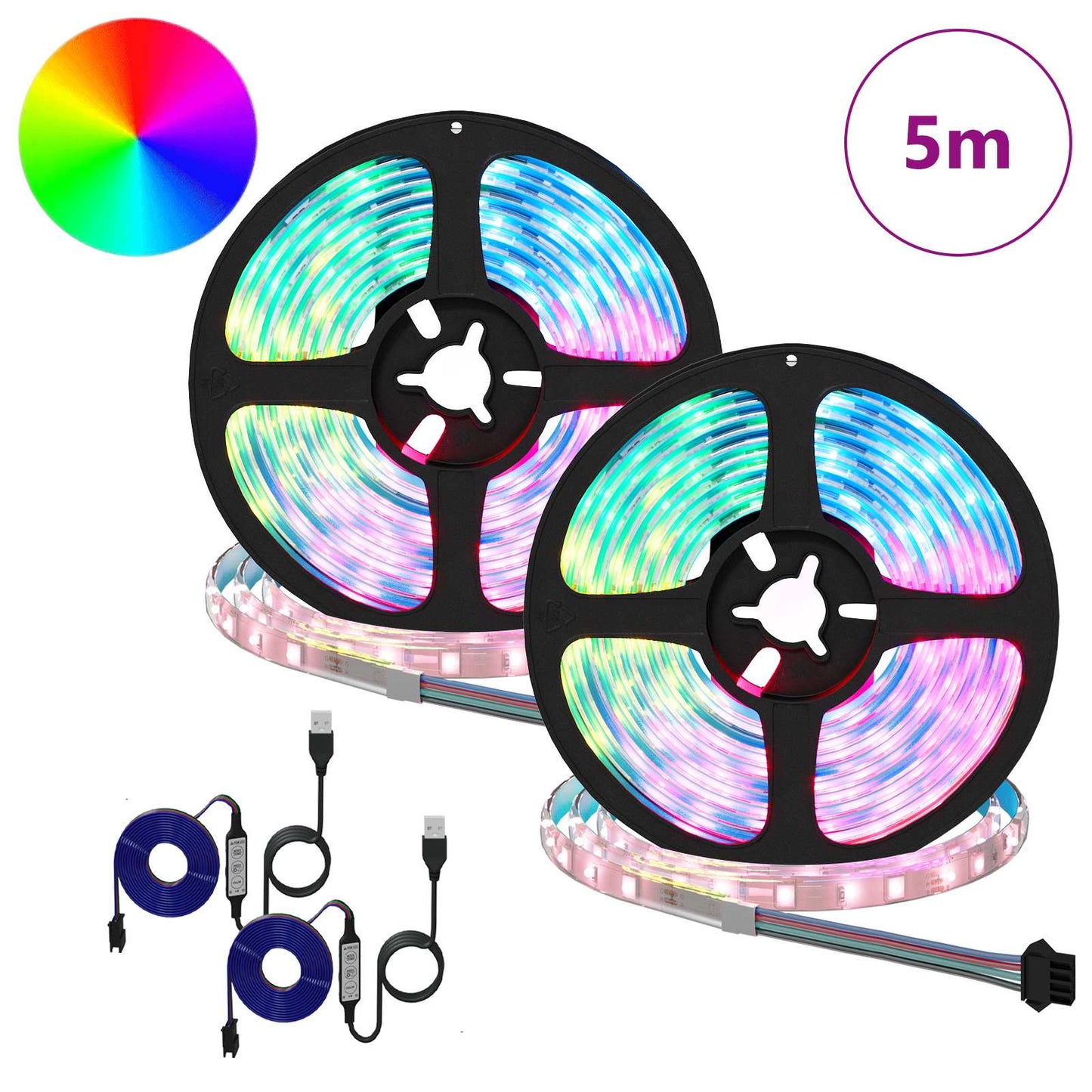 LED Strips 2 pcs Black and Transparent 2500 mm