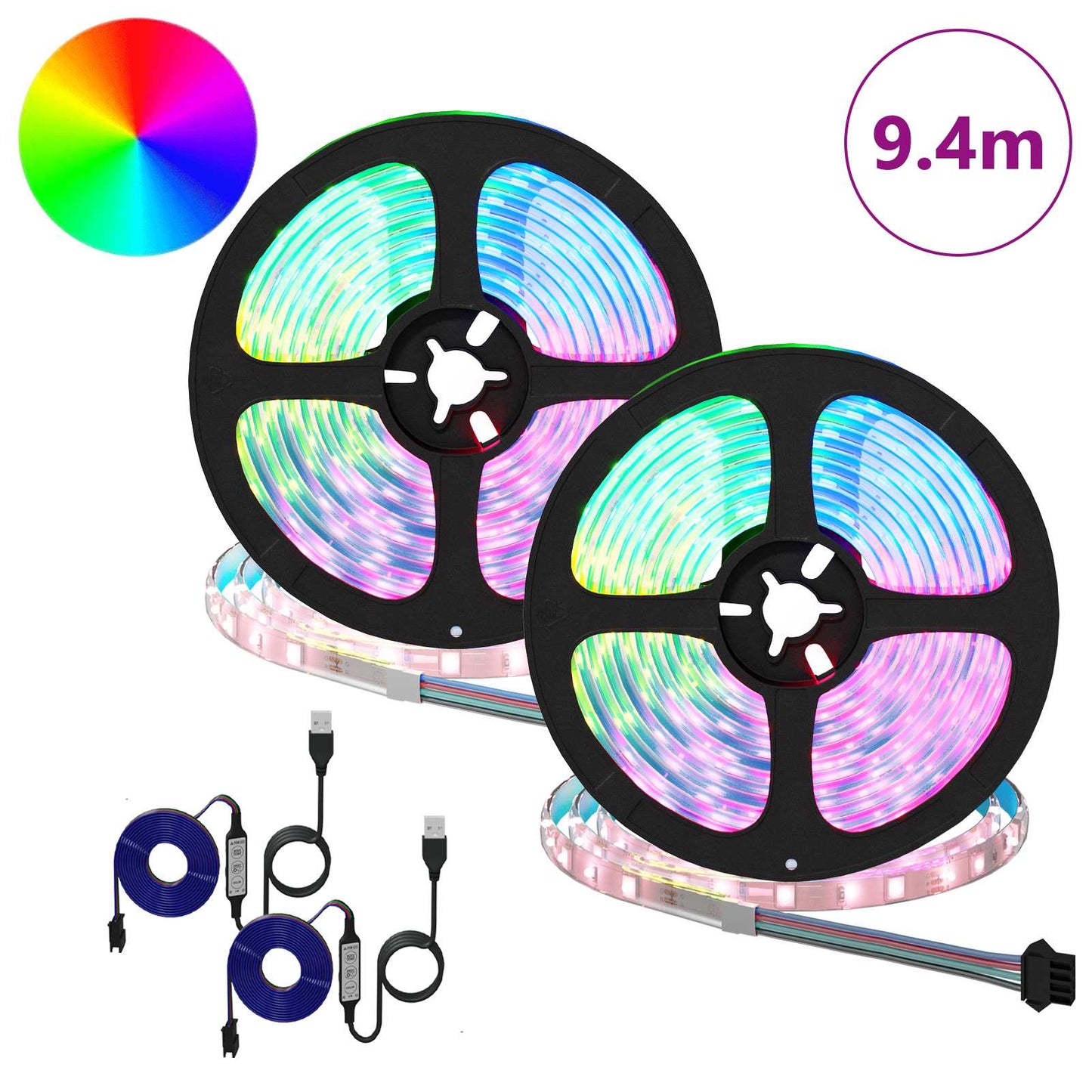 Bande LED 2 pcs Noir et Transparent 4700 mm