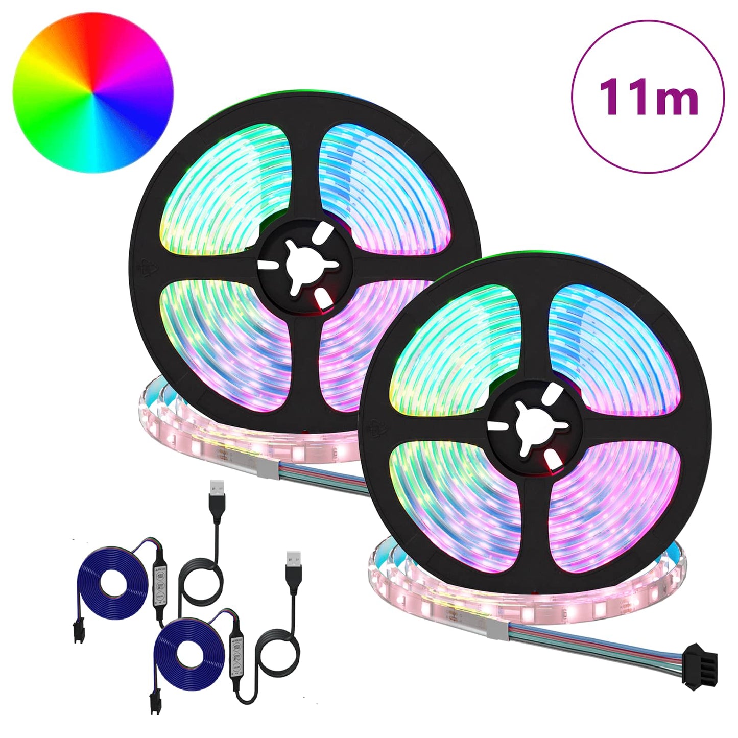 LED Strips 2 pcs Black and Transparent 5500 mm