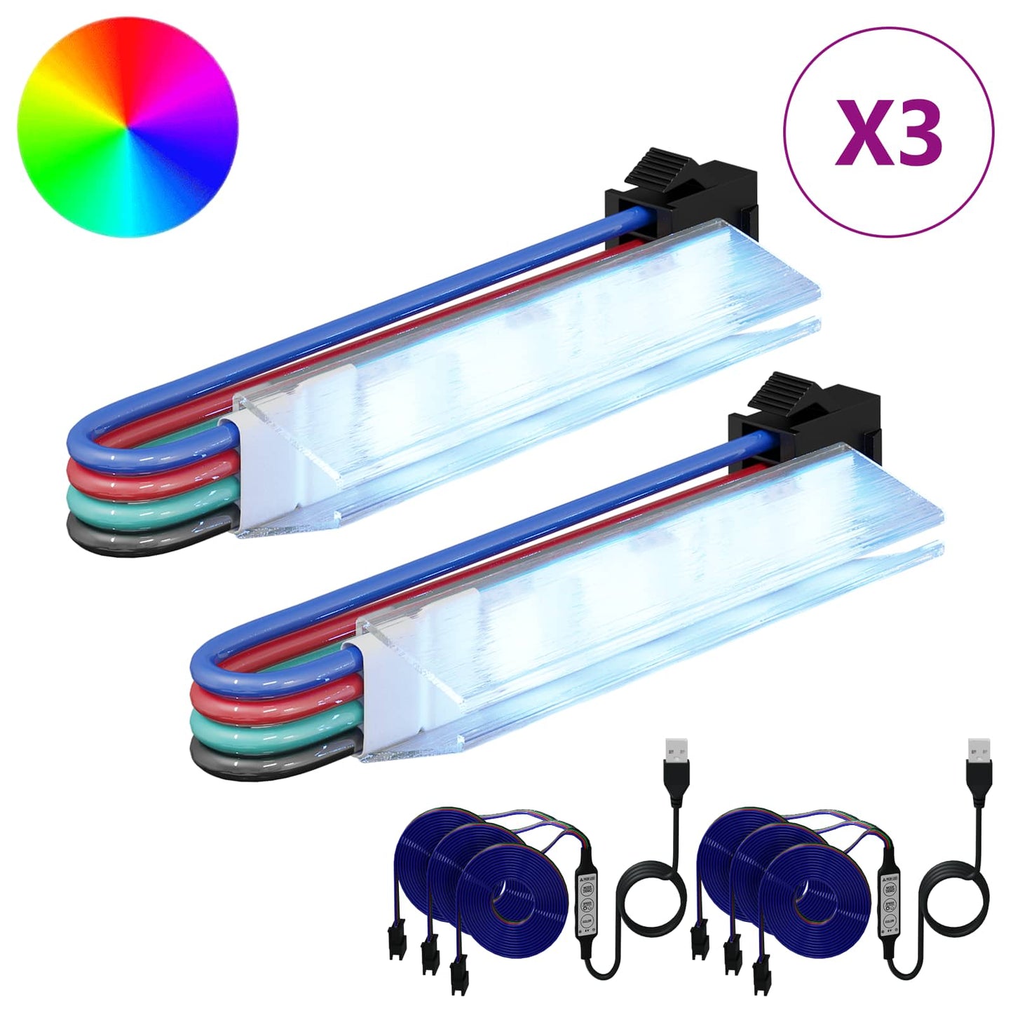 LED Strip Lights 2 pcs Black and Multicolor 1745 mm