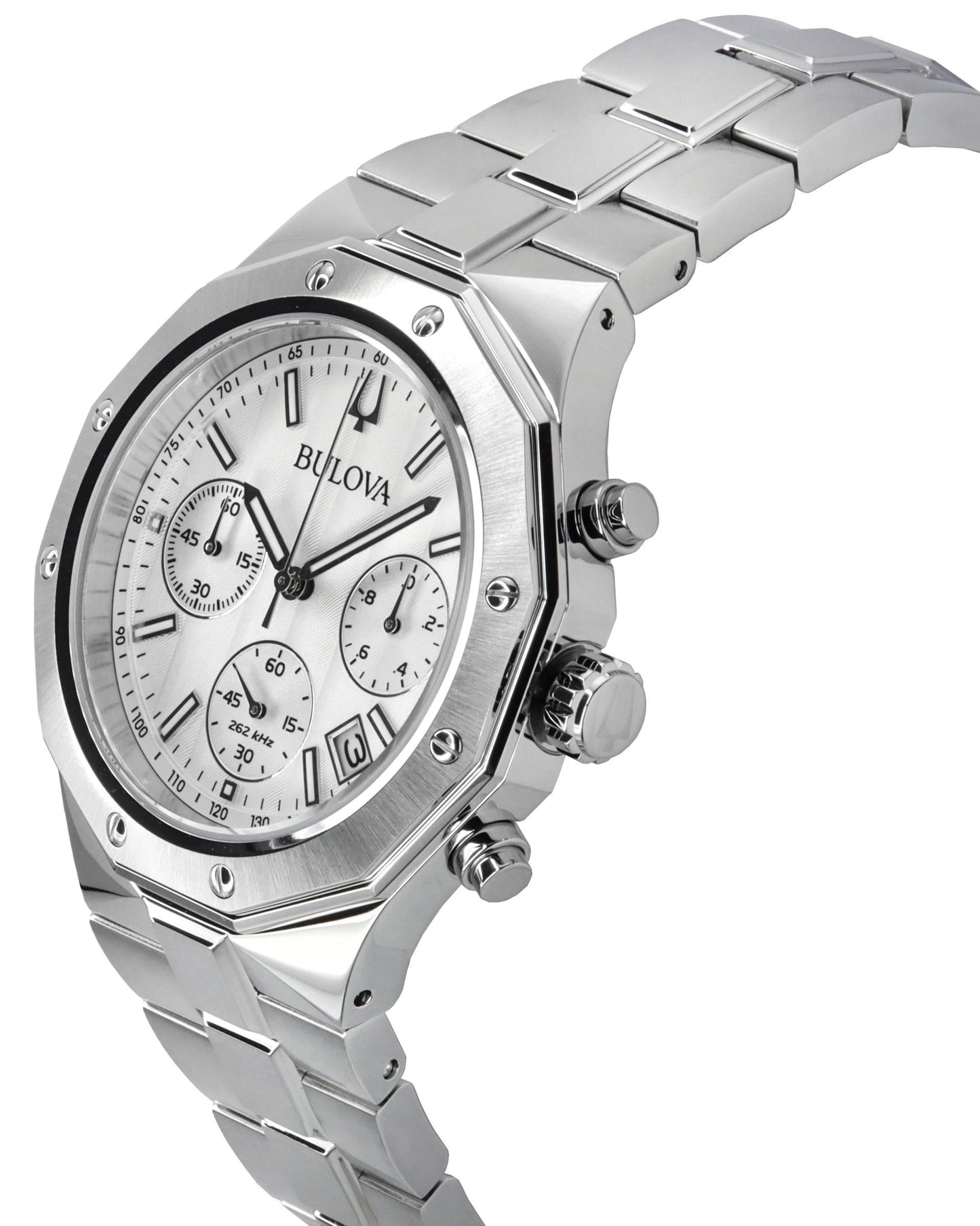 Bulova Classic Precisionist Chronograph Edelstahl Silberfarbenes Zifferblatt Quarz 96B408 100M Herrenuhr