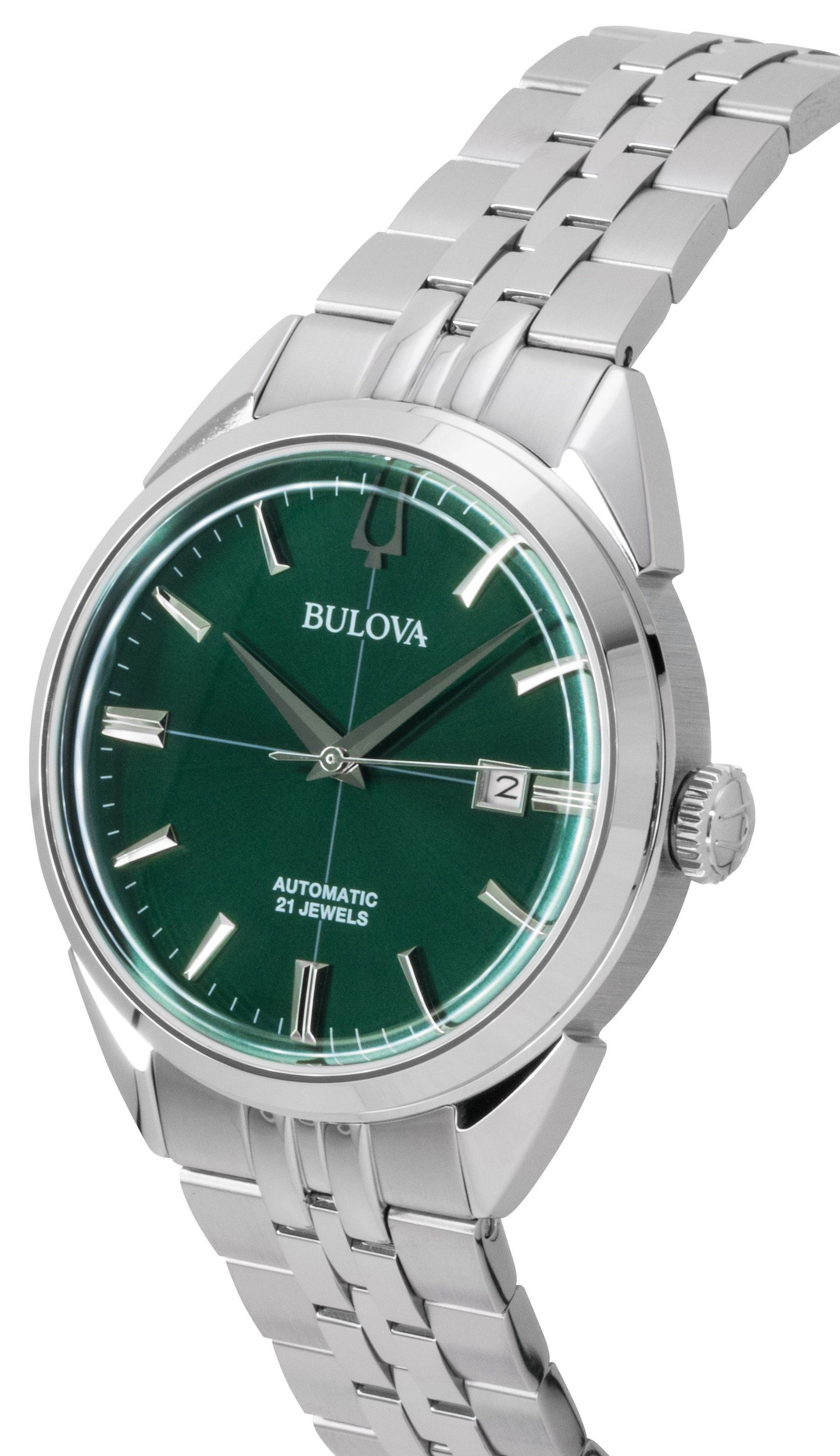 Bulova Sutton Edelstahl Gr?nes Zifferblatt Automatik 96B424 Herrenuhr
