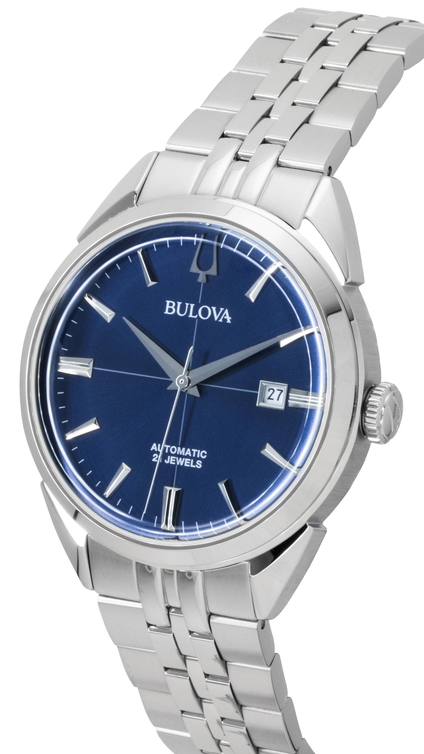 Bulova Sutton Edelstahl Blaues Zifferblatt Automatik 96B425 Herrenuhr