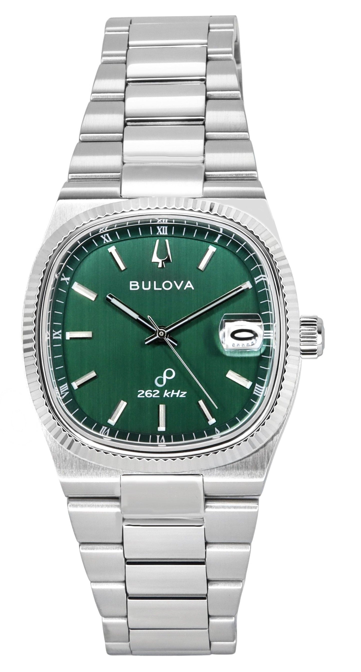Bulova Classic Super Seville 262kHz Precisionist Edelstahl Gr?nes Zifferblatt Quarz 96B439 Herrenuhr