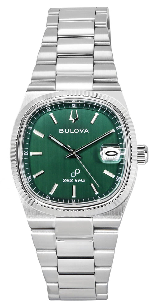 Bulova Classic Super Seville 262kHz Precisionist Edelstahl Gr?nes Zifferblatt Quarz 96B439 Herrenuhr