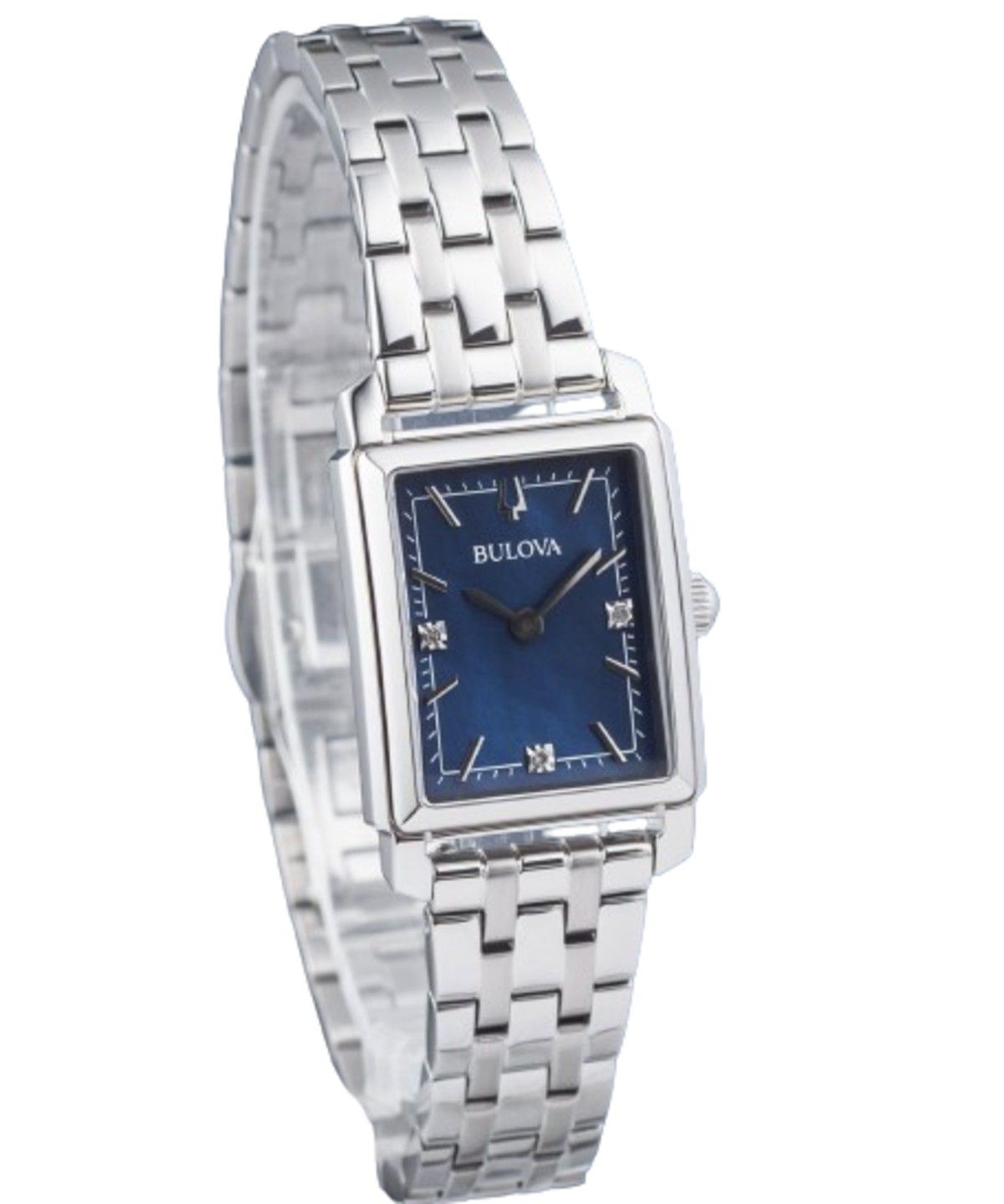 Bulova Classic Sutton Diamond Accent Edelstahl Blaues Zifferblatt Quarz 96P245 Damenuhr