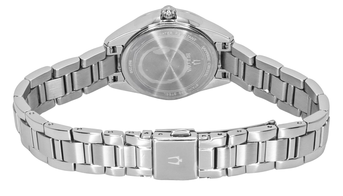 Bulova Sutton Diamond Accents Edelstahl Light Blaues Zifferblatt Quarz 96P250 Damenuhr