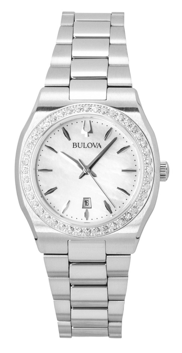 Bulova Surveyor Diamond Edelstahl Mother Of Pearl Quarz 96R245 Damenuhr