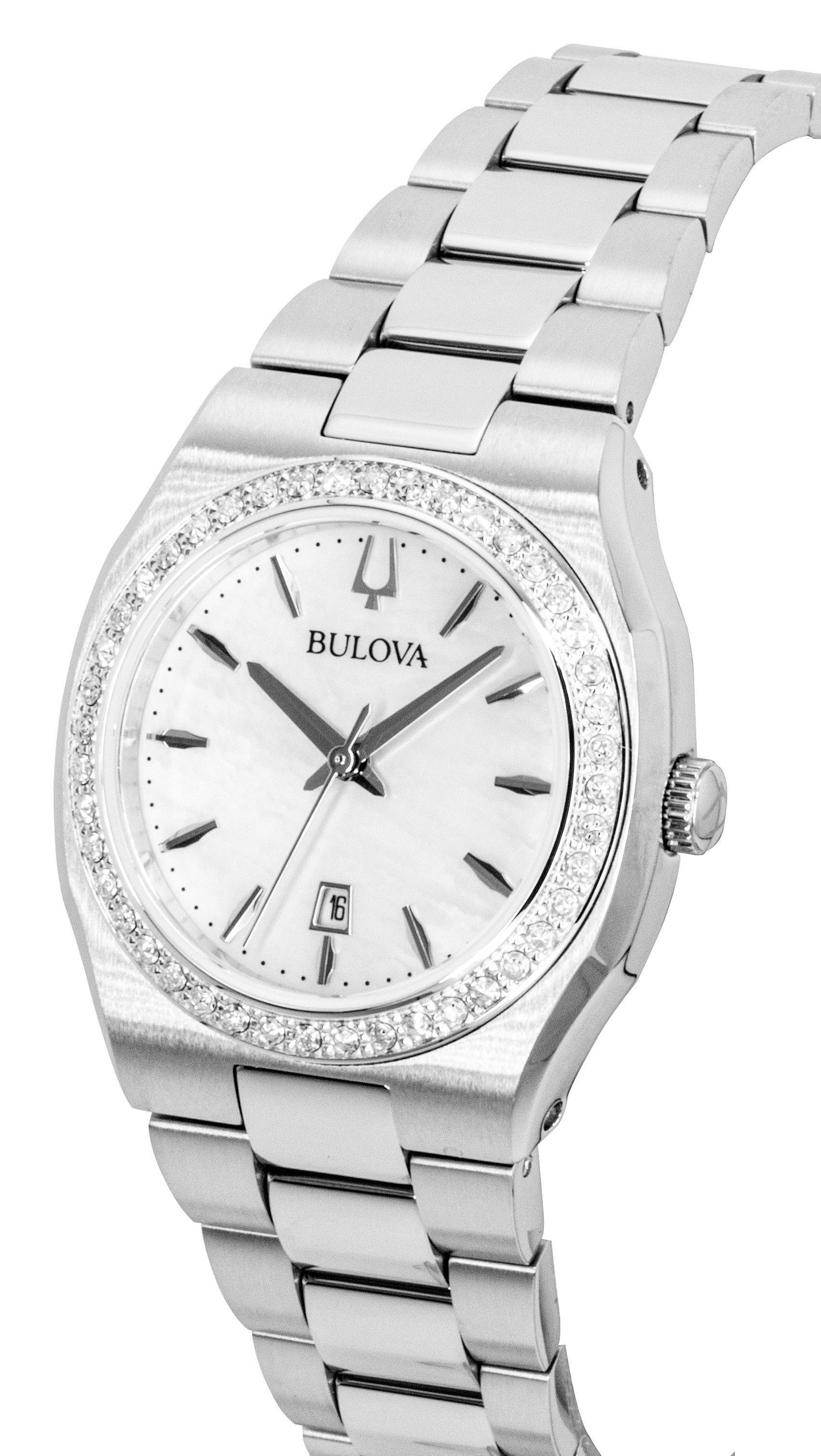 Bulova Surveyor Diamond Edelstahl Mother Of Pearl Quarz 96R245 Damenuhr