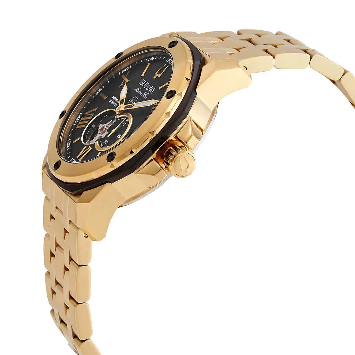 Bulova Marine Star Open Heart Schwarzes Zifferblatt Automatik Taucher 98A273 200M Herrenuhr