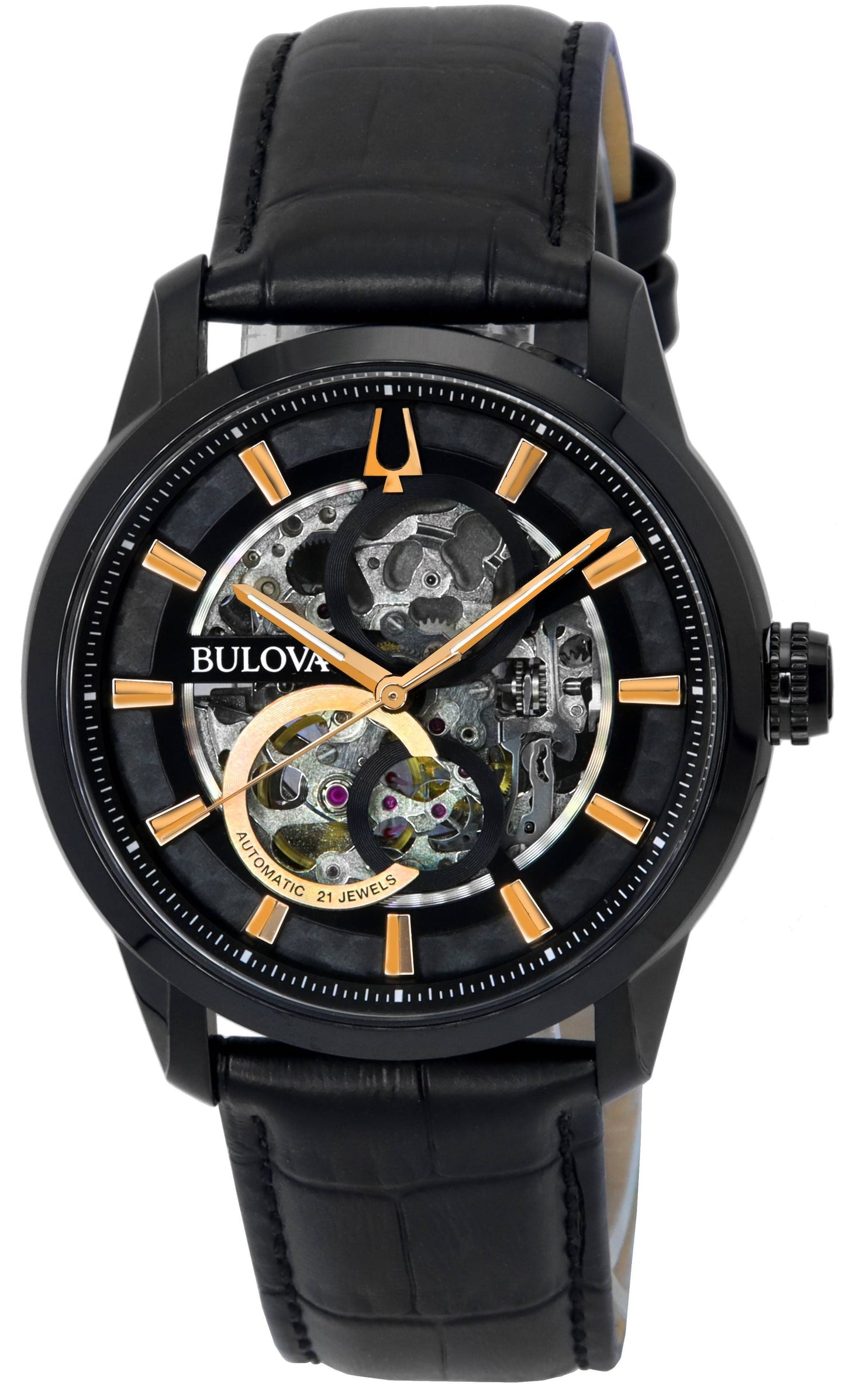 Bulova Classic Sutton Black Skelett-Zifferblatt Automatik 98A283 Herrenuhr