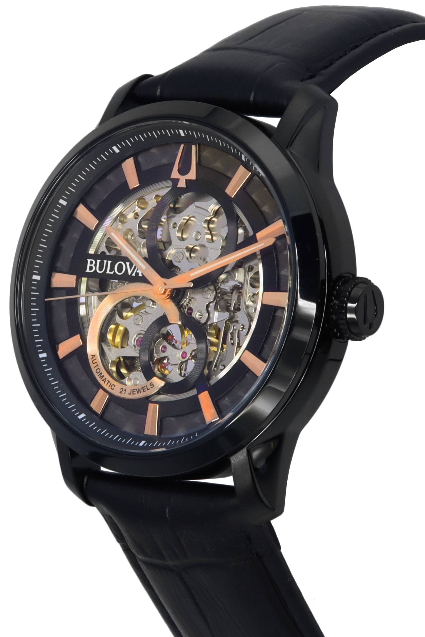Bulova Classic Sutton Black Skelett-Zifferblatt Automatik 98A283 Herrenuhr