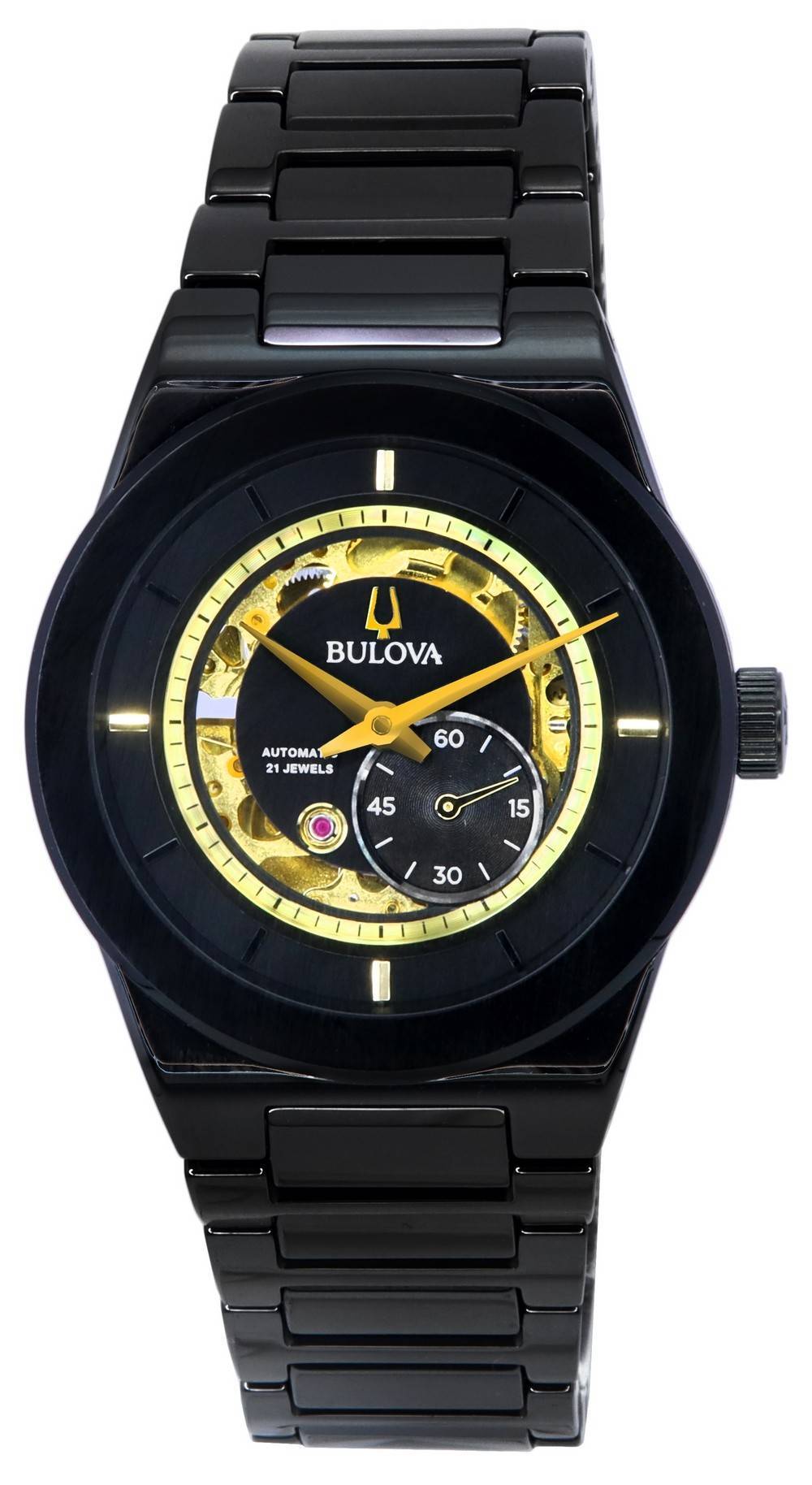 Bulova Modern Millennia Semi Skeleton Schwarzes Zifferblatt Automatik 98A291 Herrenuhr