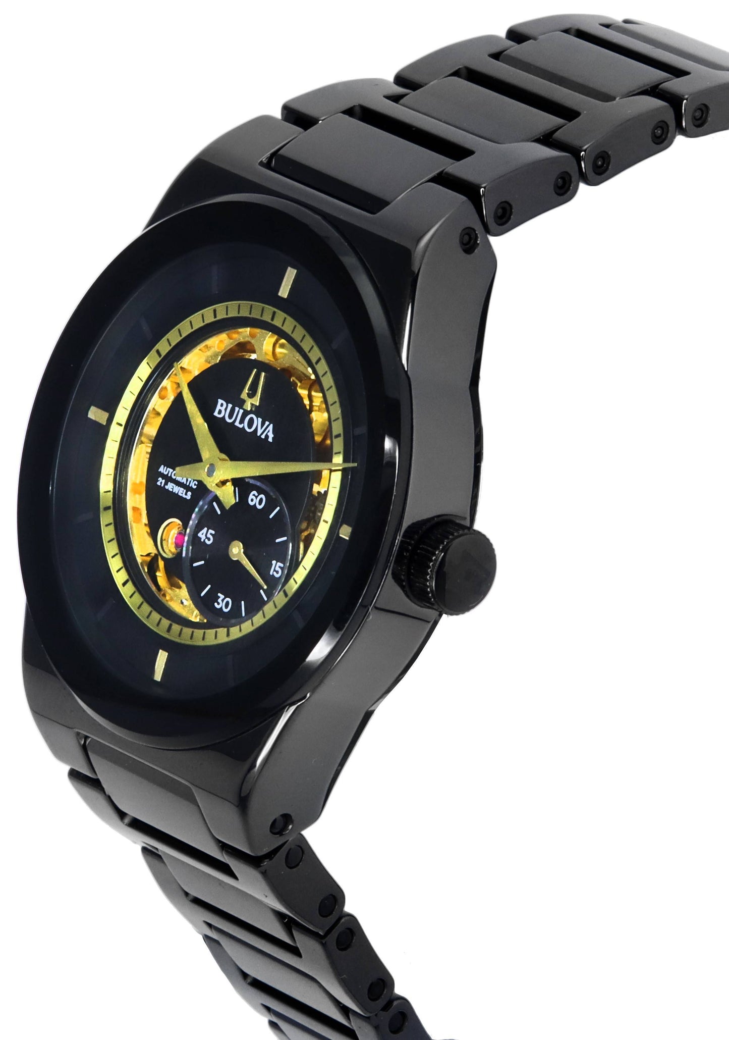 Bulova Modern Millennia Semi Skeleton Schwarzes Zifferblatt Automatik 98A291 Herrenuhr