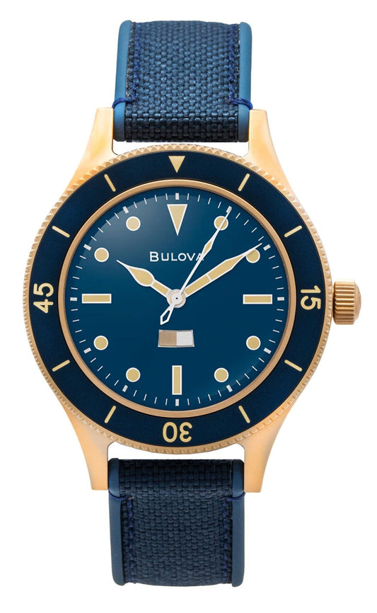 Bulova Mil Ships 150th Anniversary Special Edition Blaues Zifferblatt Automatik Taucher 98A325 200M Herrenuhr