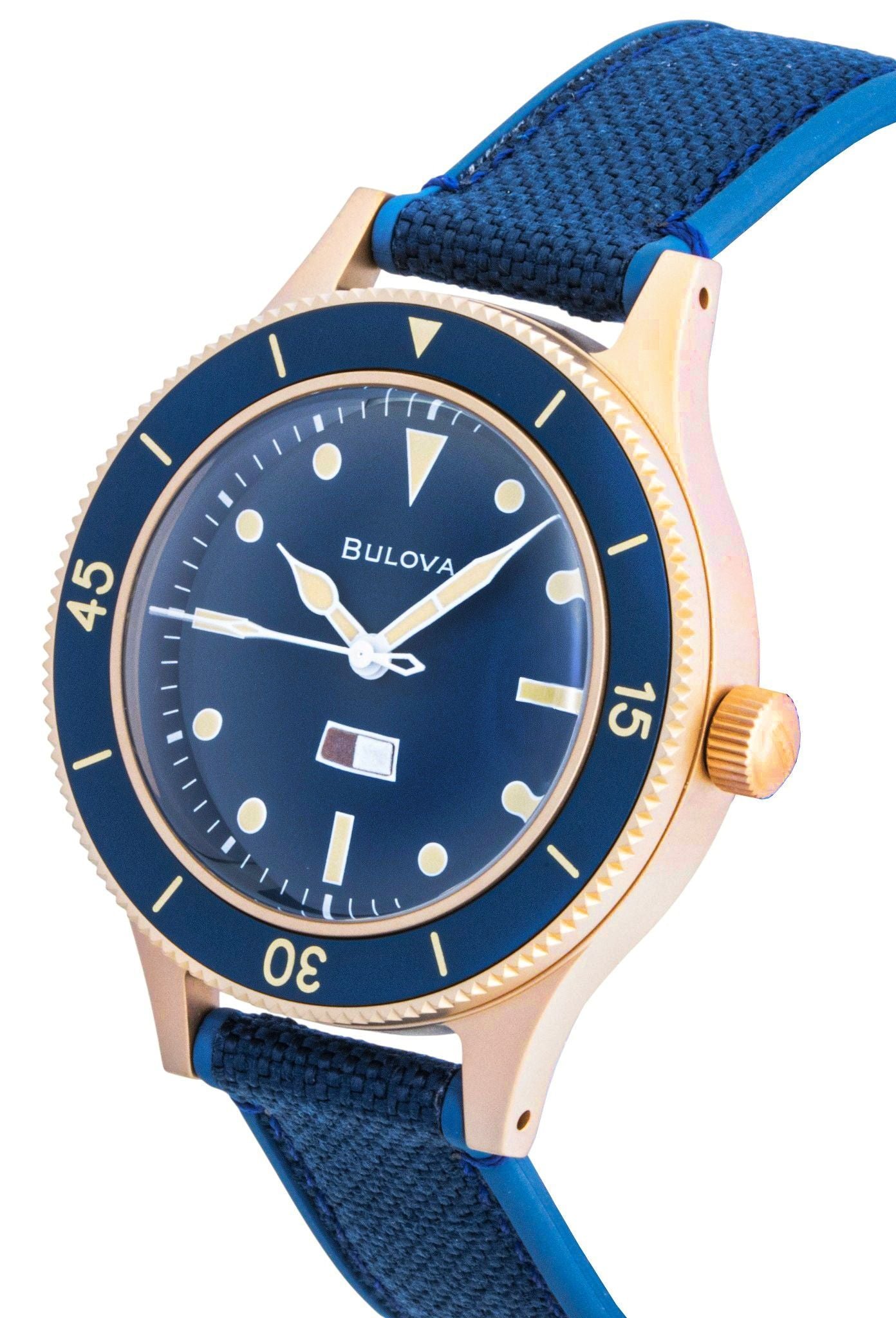 Bulova Mil Ships 150th Anniversary Special Edition Blaues Zifferblatt Automatik Taucher 98A325 200M Herrenuhr