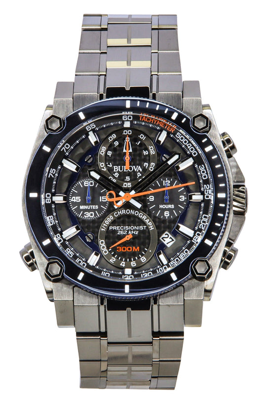 Bulova Icon Precisionist Chronograph Edelstahl Graues Zifferblatt Quarz Taucher 98B343 300M Herrenuhr
