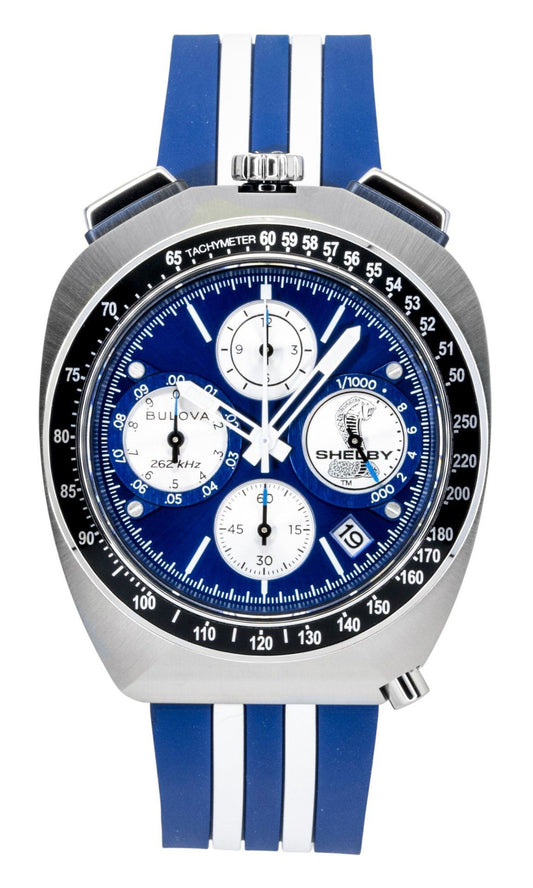 Bulova Shelby Racer Chronograph 150th Anniversary Limited Edition Blaues Zifferblatt Quarz 98B452 Herrenuhr