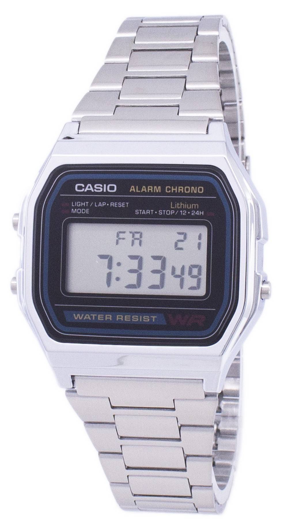 Casio Digital Edelstahl Daily Alarm A158WA-1DF A158WA-1 Herrenuhr