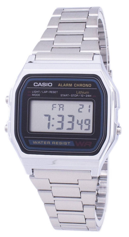 Casio Digital Edelstahl Daily Alarm A158WA-1DF A158WA-1 Herrenuhr