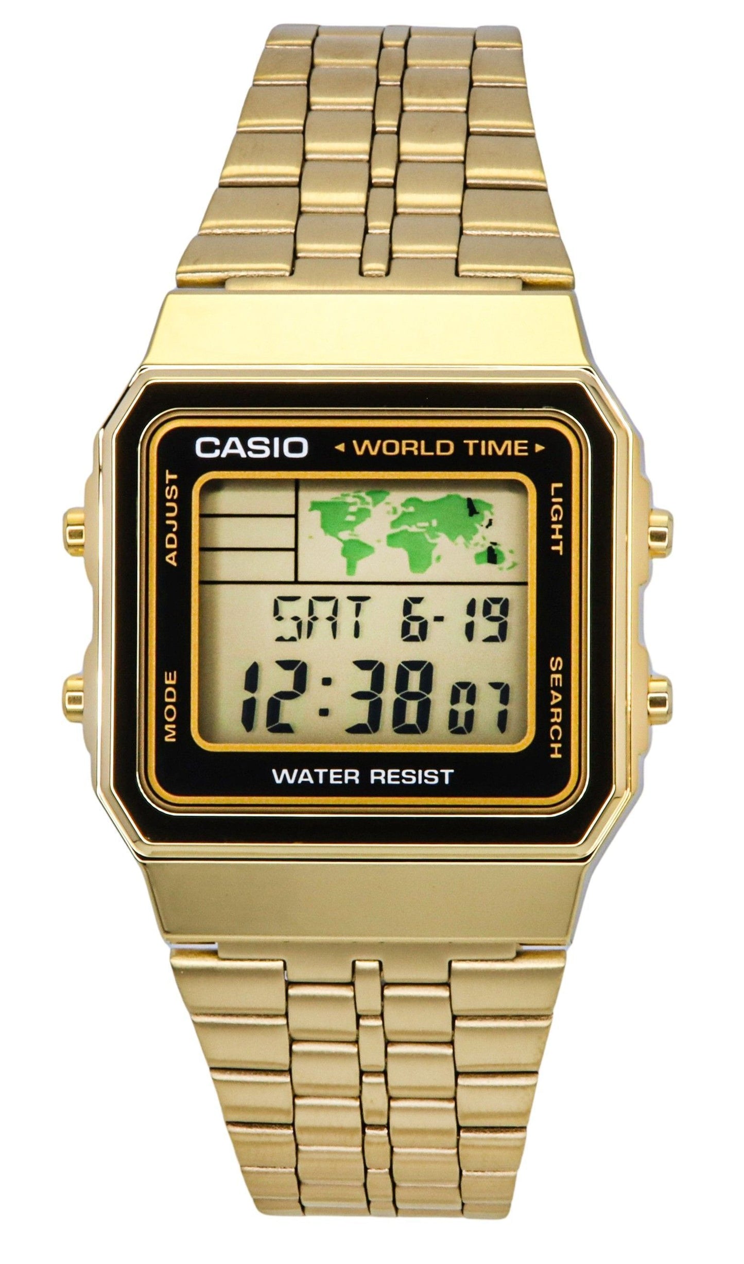 Casio Digital Edelstahl Weltzeit A500WGA-1DF A500WGA-1 Herrenuhr