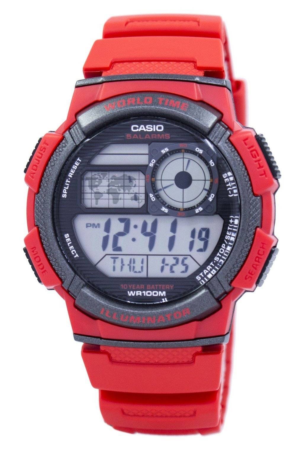 Casio Youth Weltzeit Alarm World Map AE-1000W-4AV AE1000W-4AV Herrenuhr