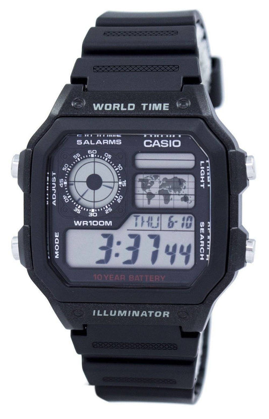 Casio Youth Illuminator Weltzeit Alarm AE-1200WH-1AV AE1200WH-1AV Herrenuhr