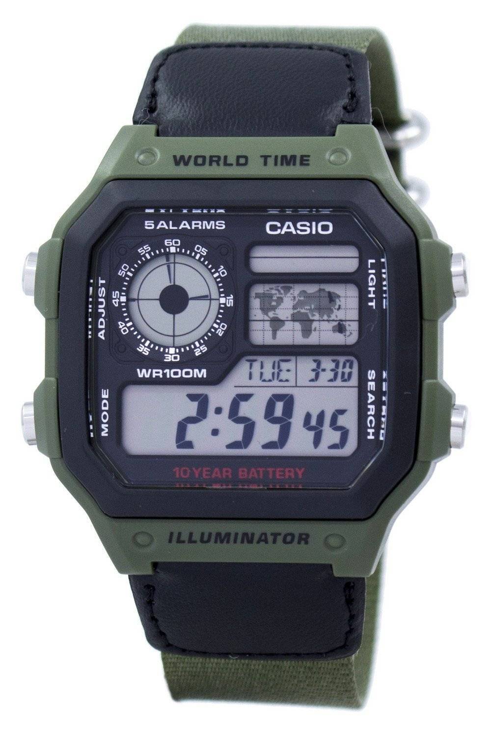 Casio Weltzeit Alarm Digital AE-1200WHB-3BV AE1200WHB-3BV Herrenuhr