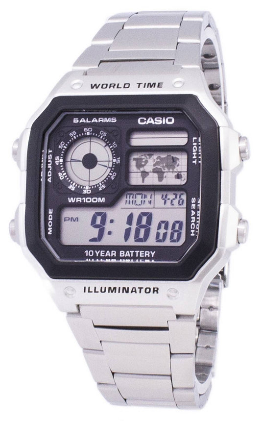 Casio Digital Weltzeit WR100M AE-1200WHD-1AVDF AE-1200WHD-1AV Herrenuhr